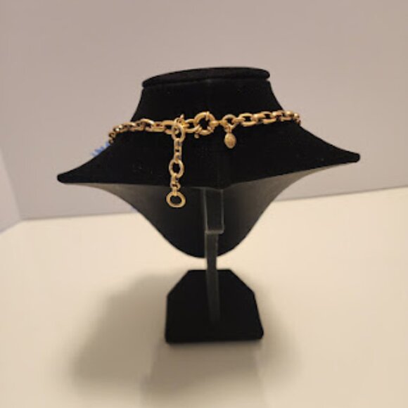 J.Crew Blue Floral Gold-Tone Crystal Statement Necklace and Matching Earrings - Picture 5 of 7